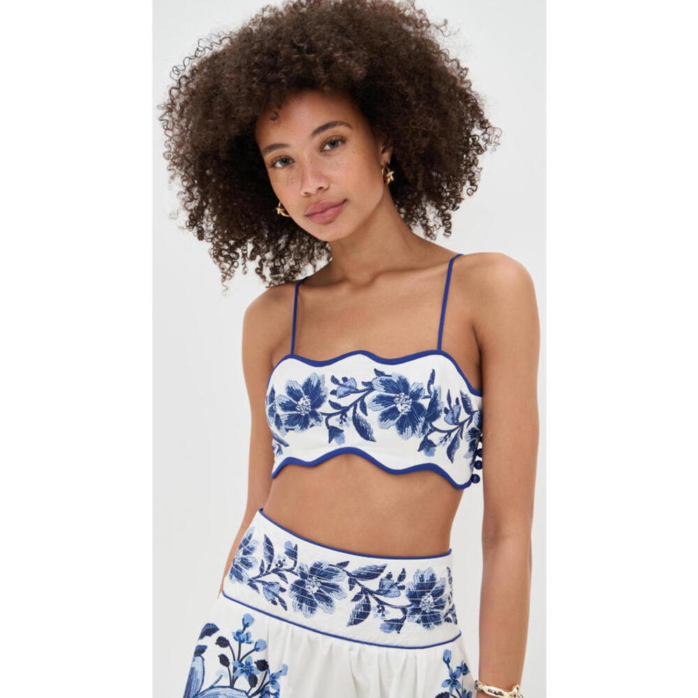 NWT! FARM Rio Summer Fruit Scarf Top in Off White Size Large